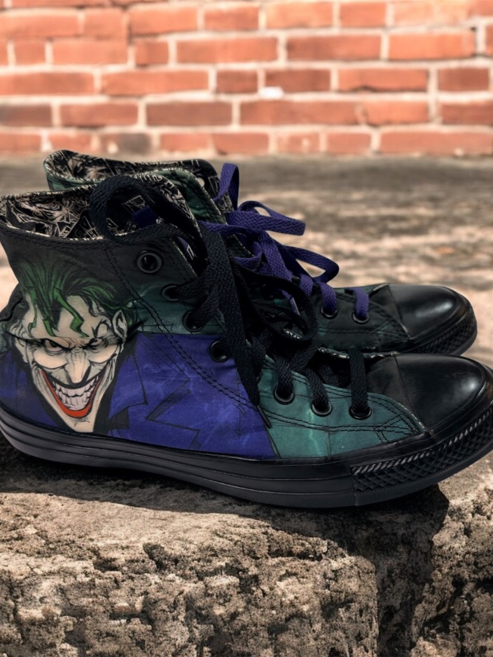 Converse All Star DC Comics Joker High Top Sneakers Men 8 Women 10 Black Purple